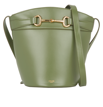 Clasp Bucket Bag, &pound;600, Handbags, Green, Leather, Front view